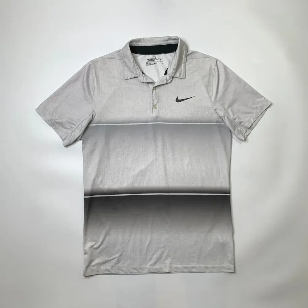 Nike Golf Shirt Mens S Small Standard Dri Fit Mobility Striped Performance Polo
